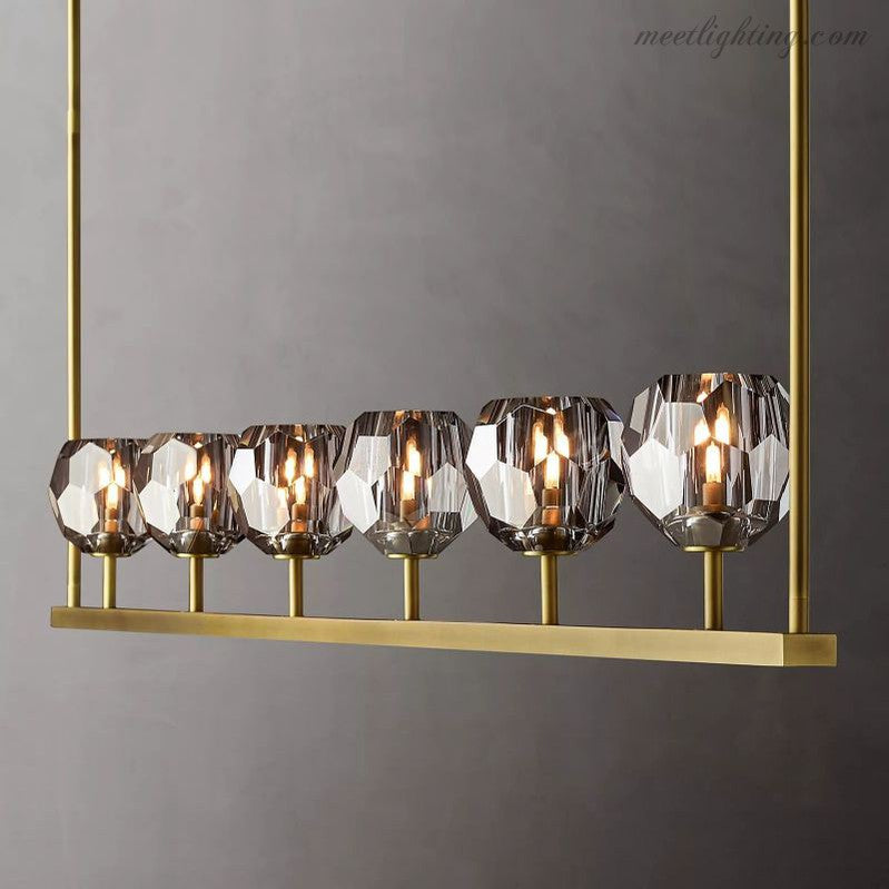 Boule Smoke Glass Linear Chandelier 60"-Meet Lighting