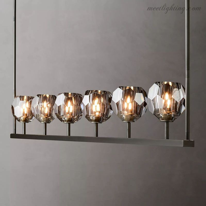 Boule Smoke Glass Linear Chandelier 60"-Meet Lighting