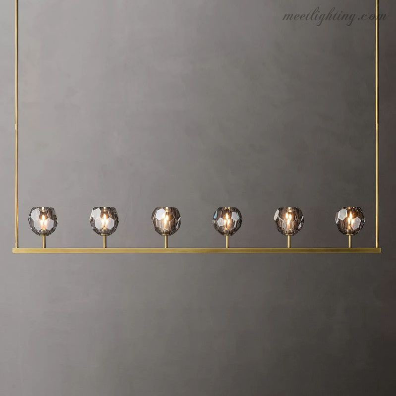 Boule Smoke Glass Linear Chandelier 60"-Meet Lighting