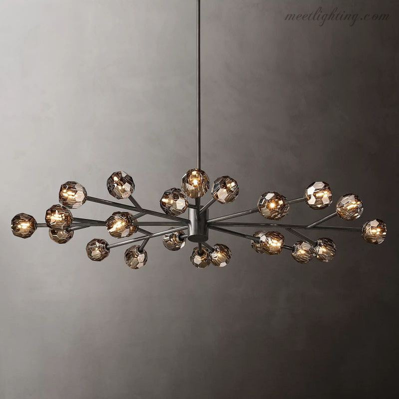 Boule Smoke Glass Oval Chandelier 72"-Meet Lighting