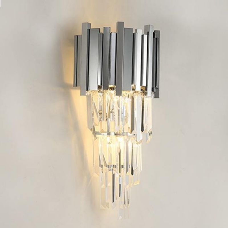 Bourbons Chrome Crystal Wall Sconce 19"H-Meet Lighting