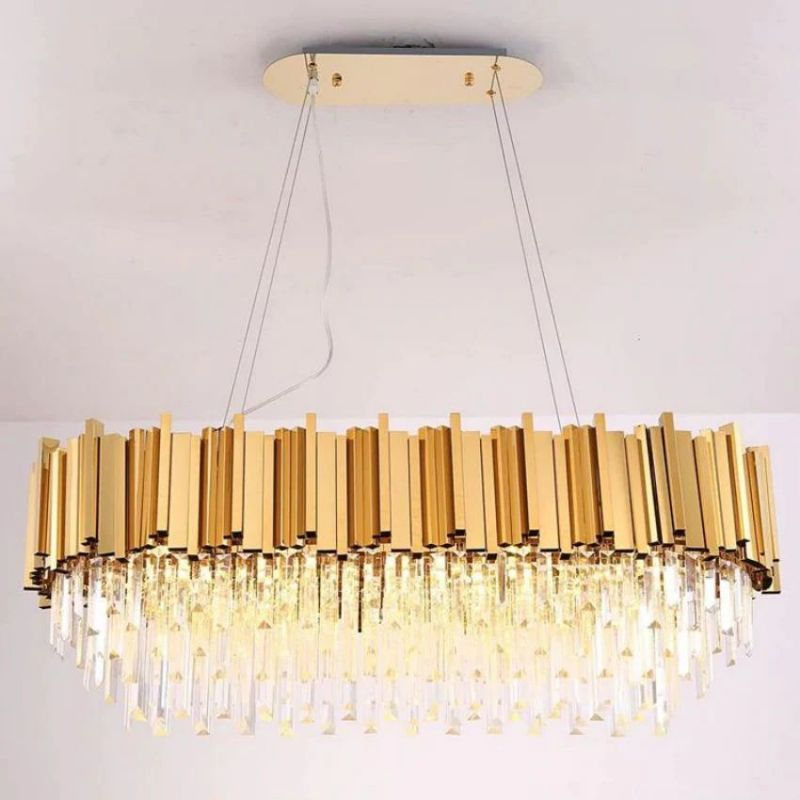 Bourbons Felipe Crystal Oval Chandelier-MEET LIGHTING