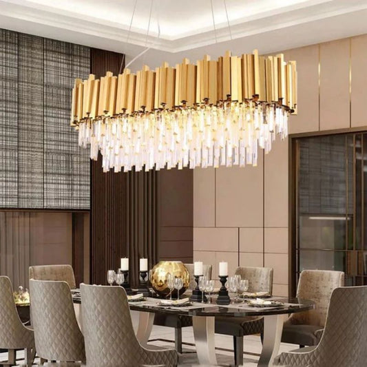 Bourbons Felipe Crystal Oval Chandelier-Meet Lighting