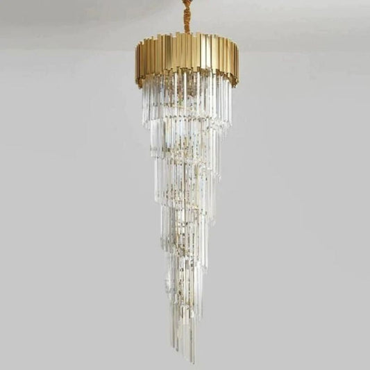 Bourbons Louis 2-Story Crystal Round Chandelier-Meet Lighting