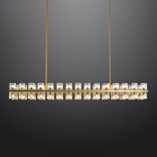 Beliy Crystal Rectangular Chandelier 54" chandeliers for dining room,chandeliers for stairways,chandeliers for foyer,chandeliers for bedrooms,chandeliers for kitchen,chandeliers for living room Rbrights Lacquered Brass  