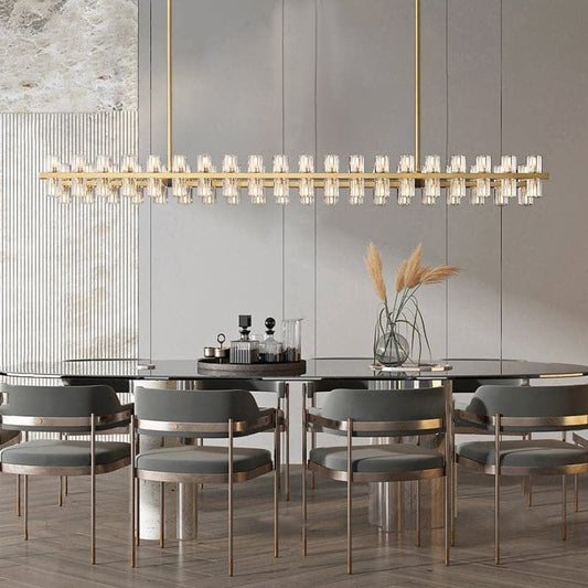 Beliy Crystal Rectangular Chandelier 72" chandeliers for dining room,chandeliers for stairways,chandeliers for foyer,chandeliers for bedrooms,chandeliers for kitchen,chandeliers for living room Rbrights Lacquered Brass  