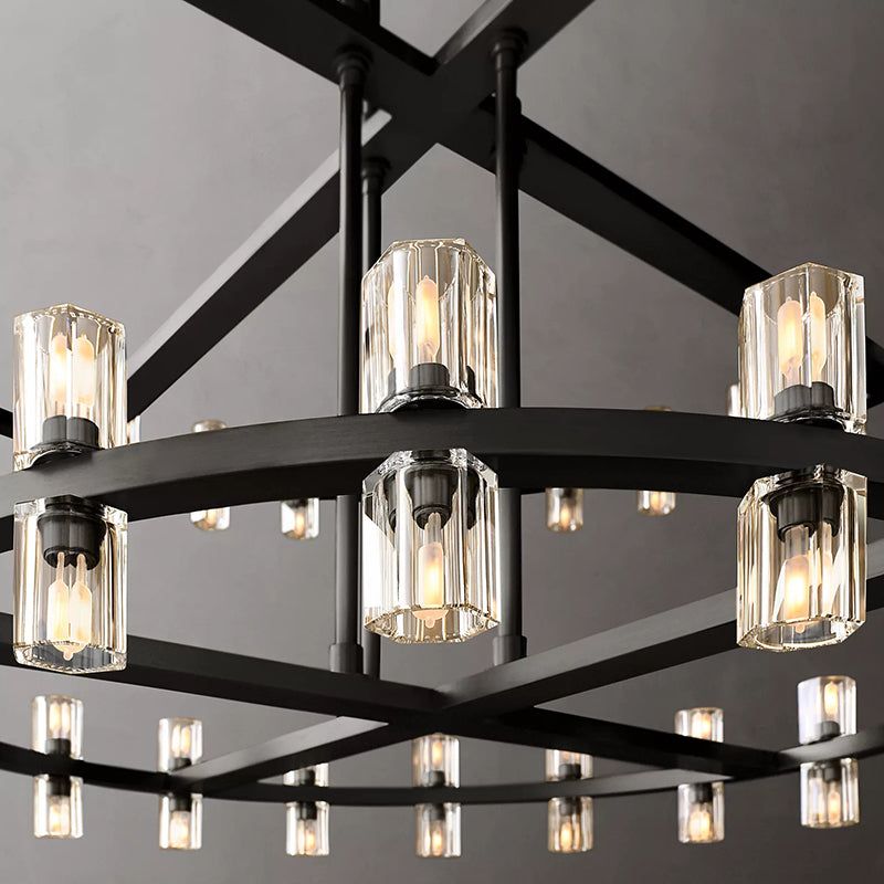 Beliy Crystal Shade Two-Tier Round Chandelier 60" chandeliers for dining room,chandeliers for stairways,chandeliers for foyer,chandeliers for bedrooms,chandeliers for kitchen,chandeliers for living room Rbrights   