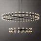 Beliy Crystal Shade Two-Tier Round Chandelier 60" chandeliers for dining room,chandeliers for stairways,chandeliers for foyer,chandeliers for bedrooms,chandeliers for kitchen,chandeliers for living room Rbrights Matte Black  