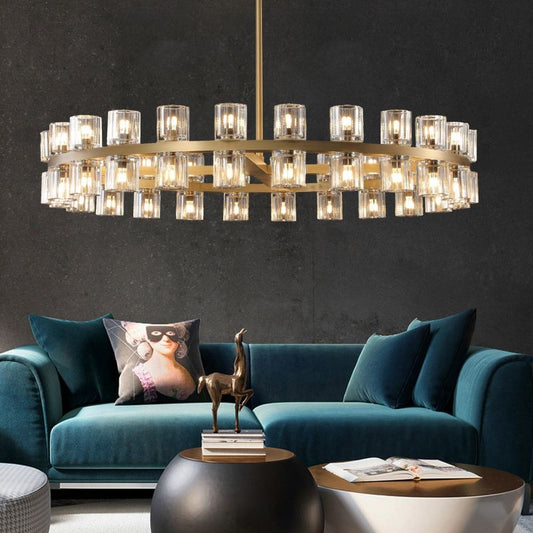 Beliy Crystal Shades Round Chandelier 48" chandeliers for dining room,chandeliers for stairways,chandeliers for foyer,chandeliers for bedrooms,chandeliers for kitchen,chandeliers for living room Rbrights Lacquered Brass  