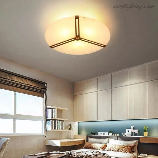 Brass Alabaster Flush Mount Ceiling Light-Meet Lighting