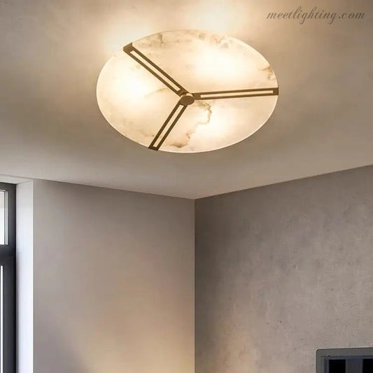 Brass Alabaster Flush Mount Ceiling Light-Meet Lighting