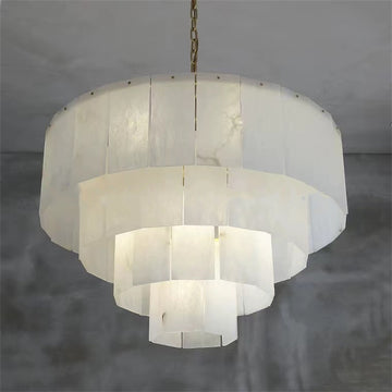 Brendra Classic marble Multi-Layer Round chandelier 31"-Meet Lighting