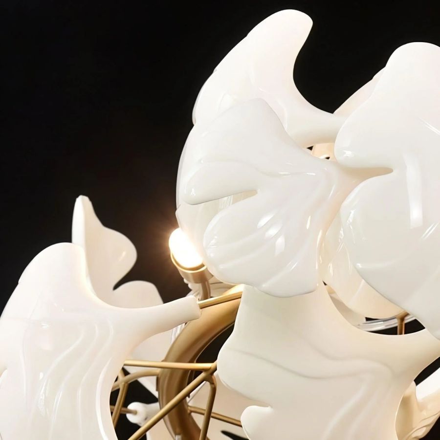 Bustling Ceramic Ginkgo Leaf Chandelier-MEET LIGHTING