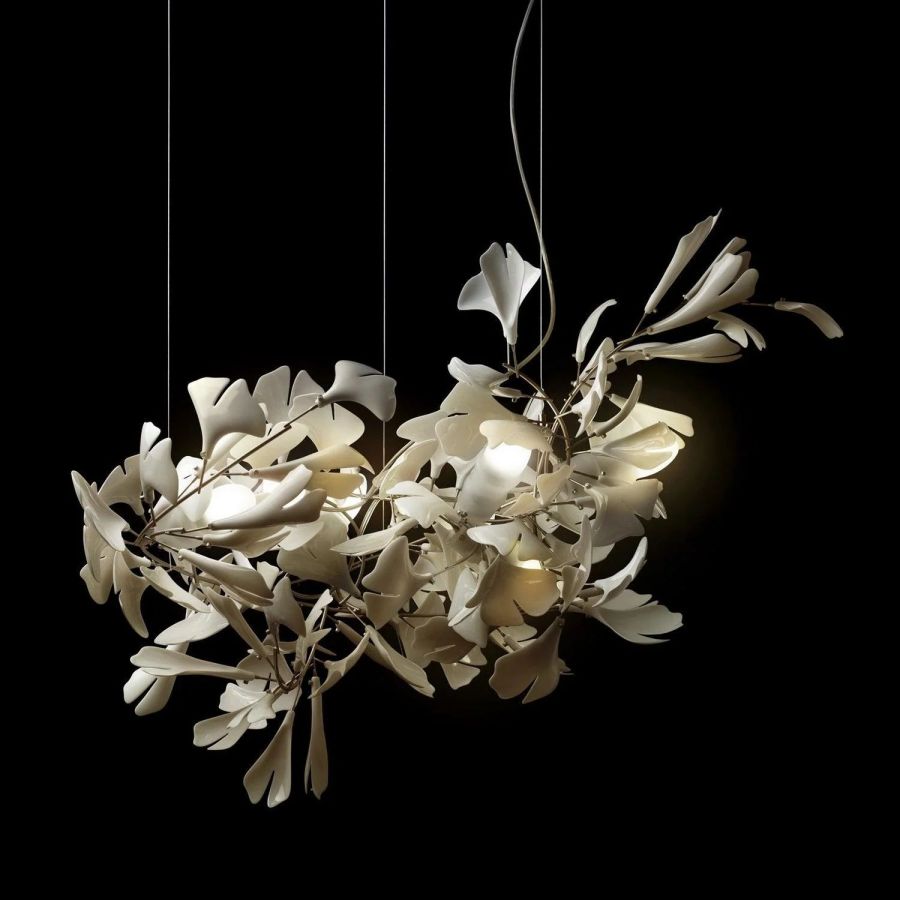 Bustling Ceramic Ginkgo Leaf Chandelier-MEET LIGHTING