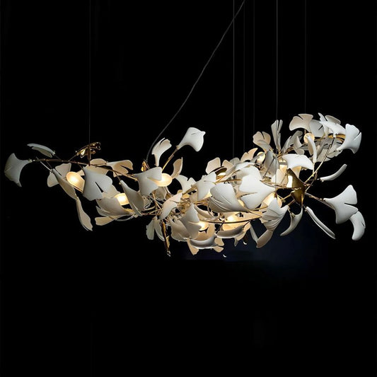 Bustling Ceramic Ginkgo Leaf Chandelier