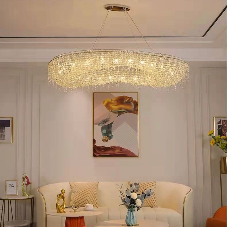 Unique Foyer Crystal Chandelier Luxury Hallway Ceiling Lamp Living Room Hanging Light Decor for Entryway-MEET LIGHTING