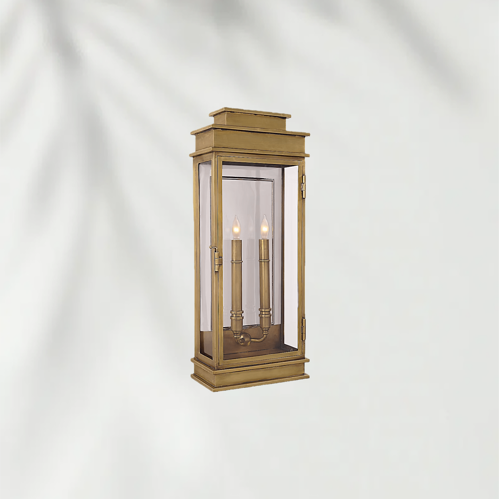 Modern Linear Outdoor Wall Lantern – Classic Glass Box Sconce with Dual Candle Lights