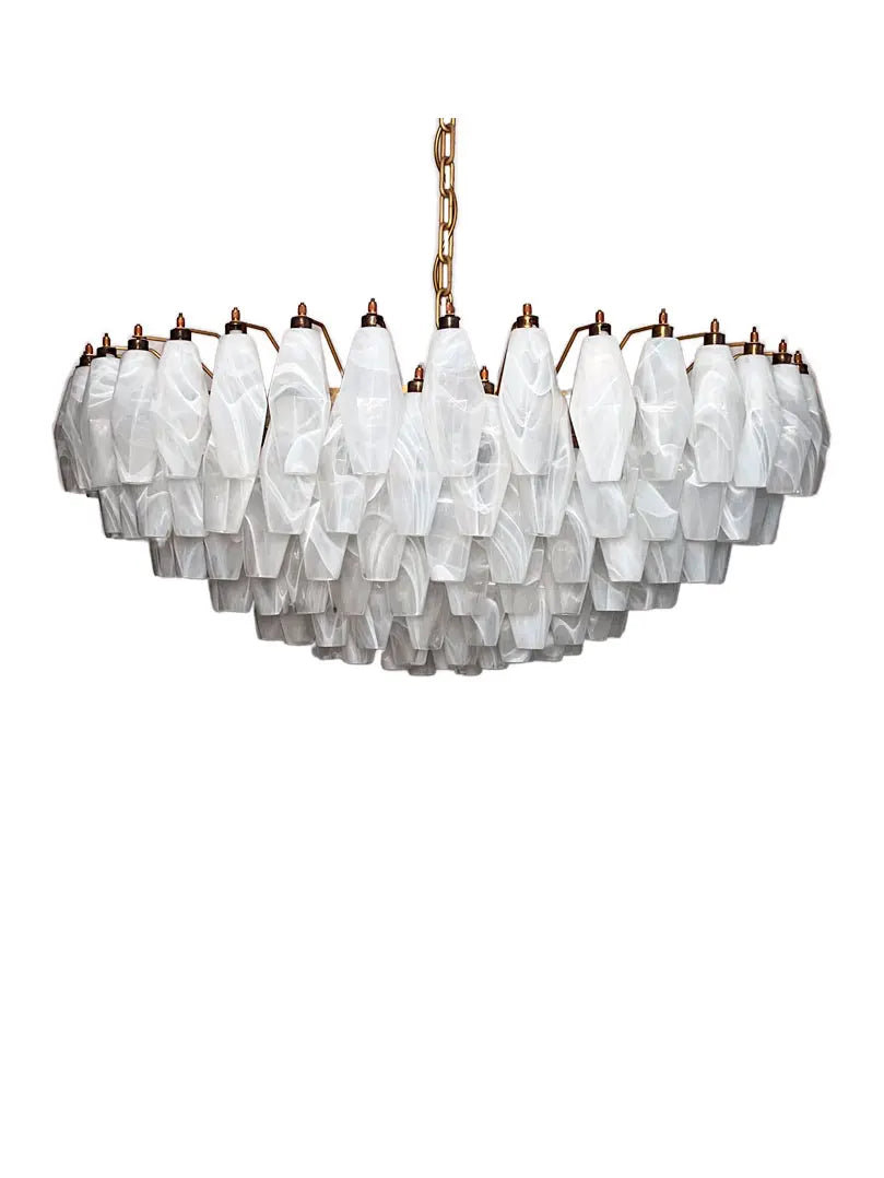Murano Chandelier – Poliedri – 185 glass – White Alabaster by Meetlighting