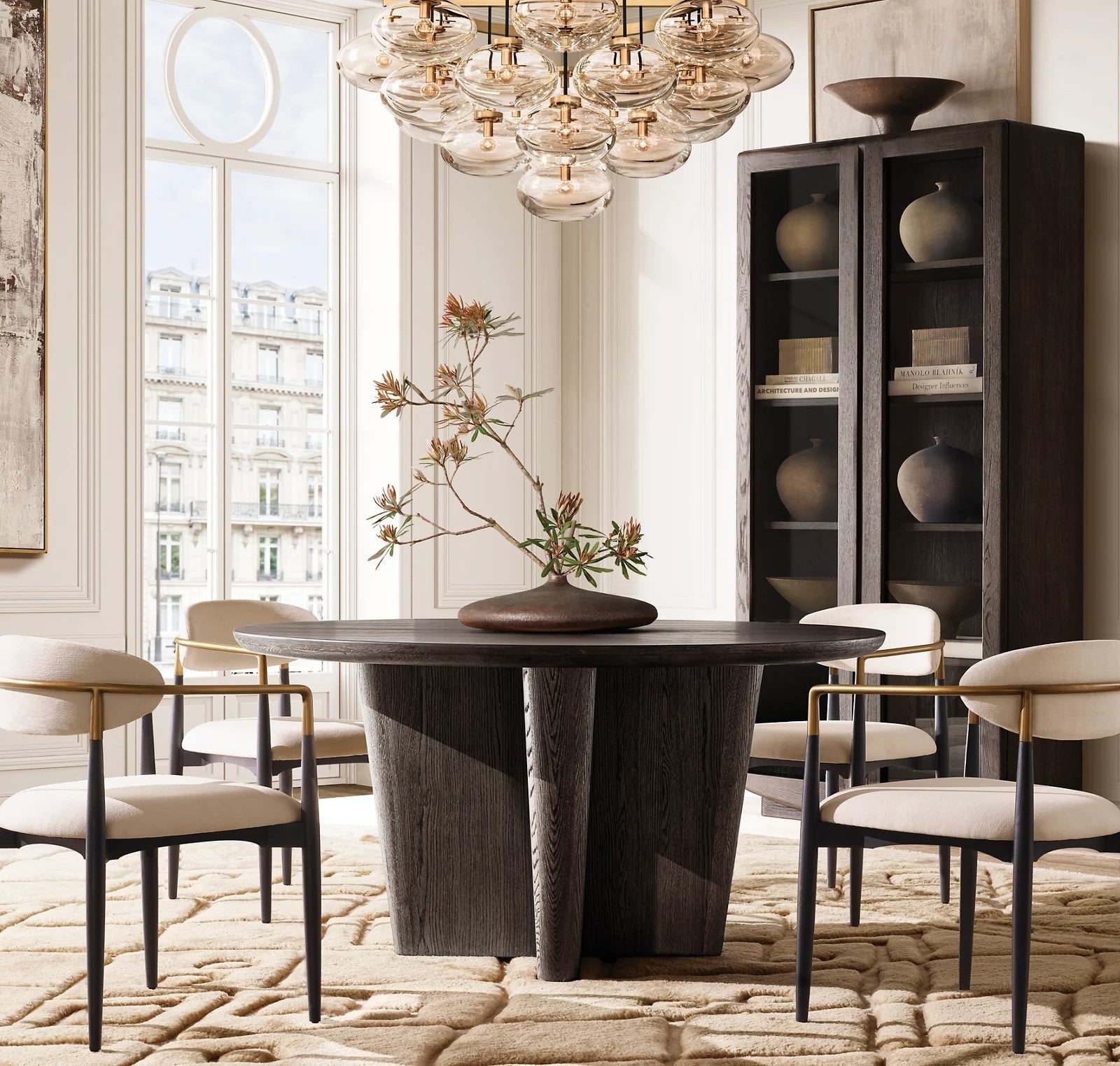 Cabrette Clear Glass Round Chandelier 48"