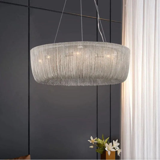 Cadenas Aluminum Chain Tassel Chandelier-Meet Lighting