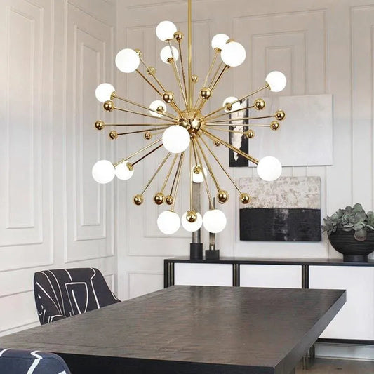 Camila Gold And White Chandelier D 40"-Meet Lighting