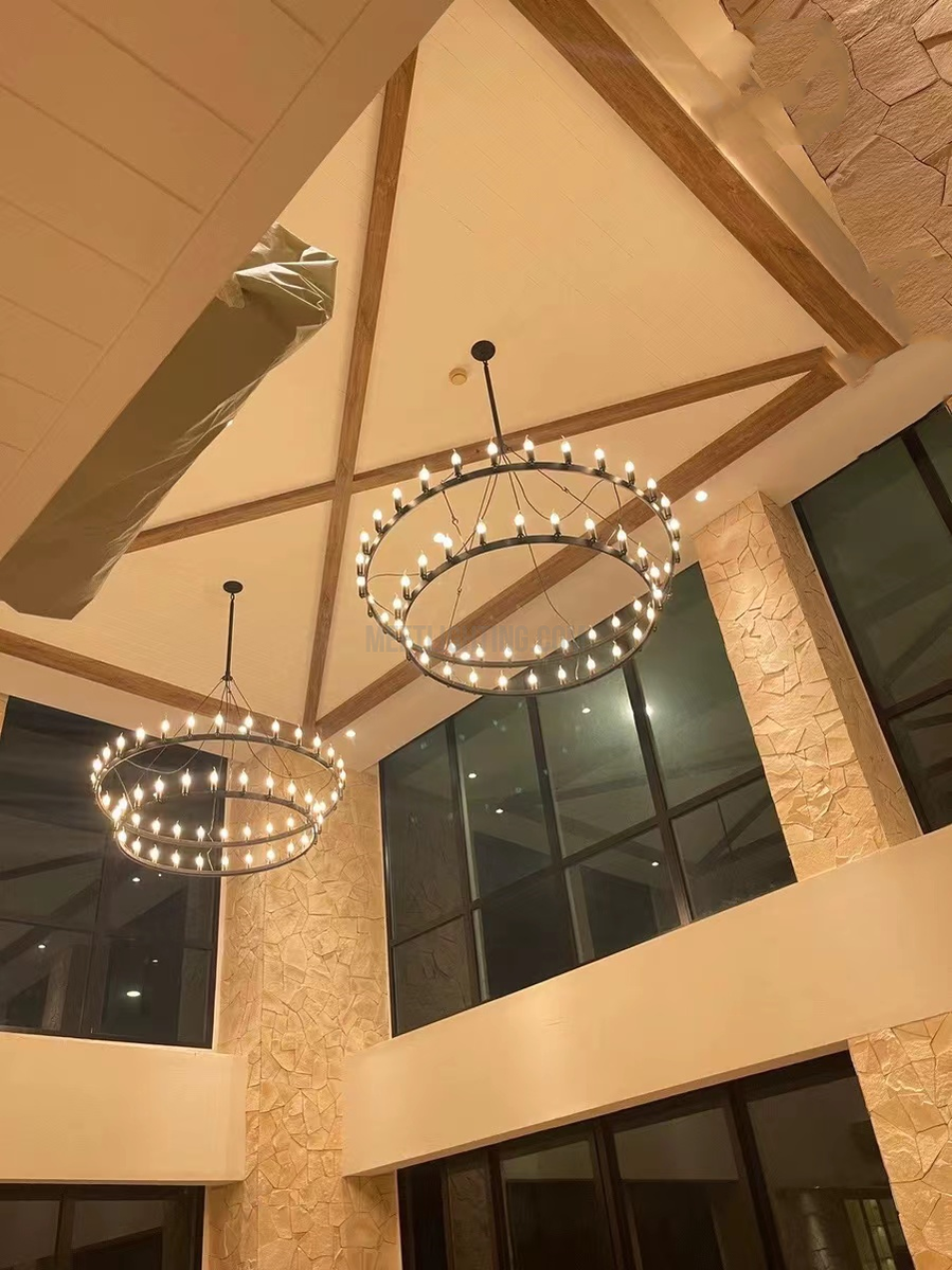 Camino Vintage Candelabra 2-Tier Round Chandelier-MEET LIGHTING