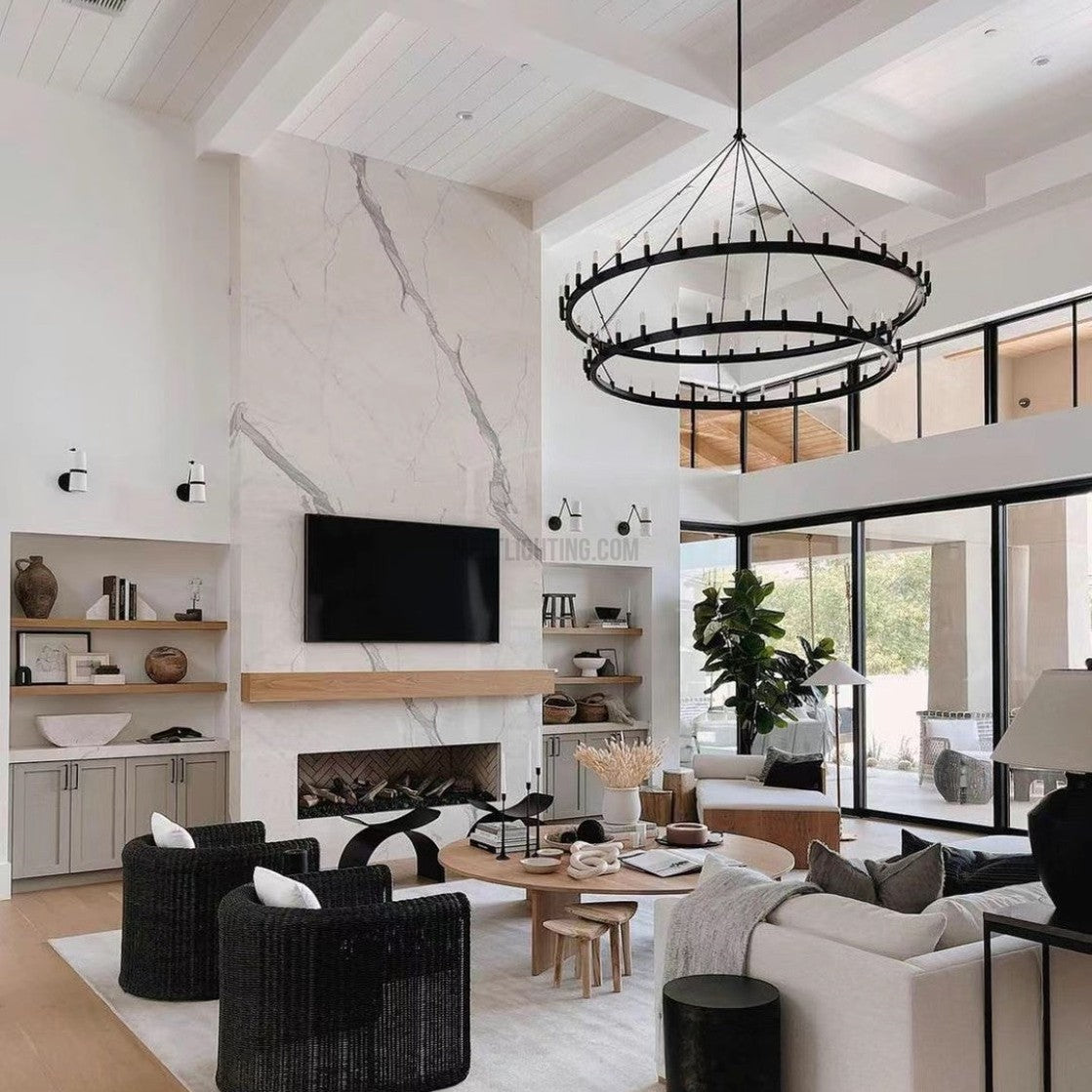 Camino Vintage Candelabra 2-Tier Round Chandelier-MEET LIGHTING