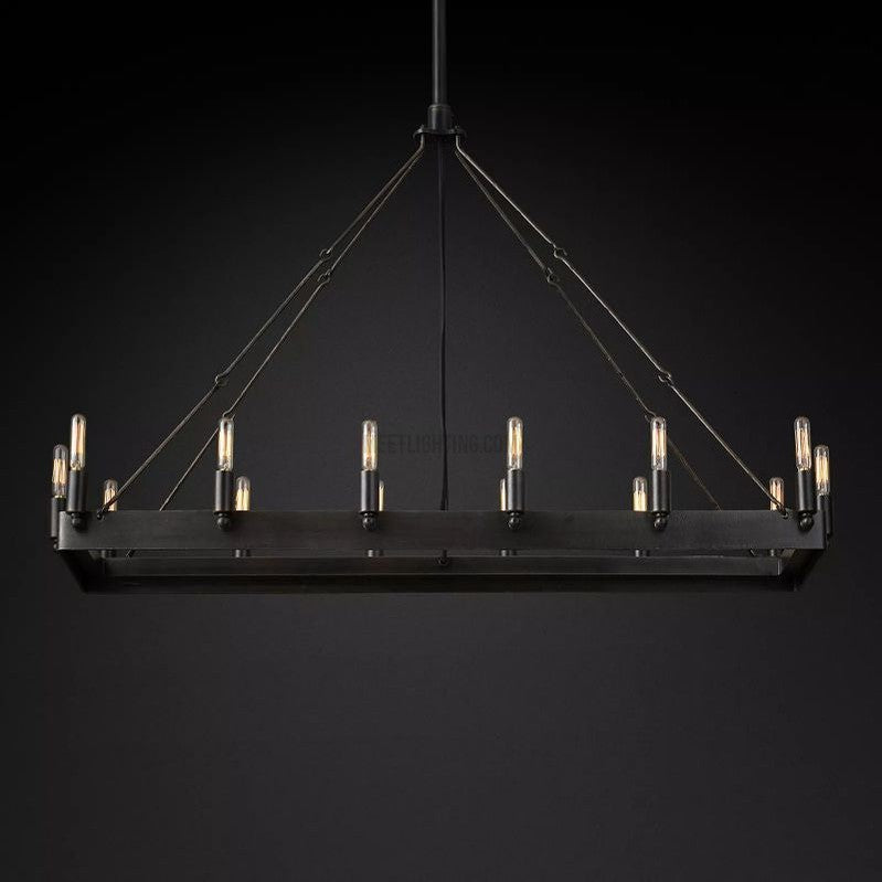 Camino Vintage Filament Rectangular Chandelier 41" 52"-MEET LIGHTING