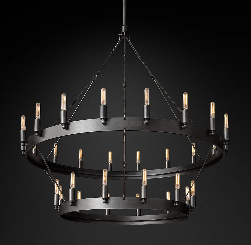 Camilo Vintage Filament Two-Tier Round Chandelier 38"-Meet Lighting