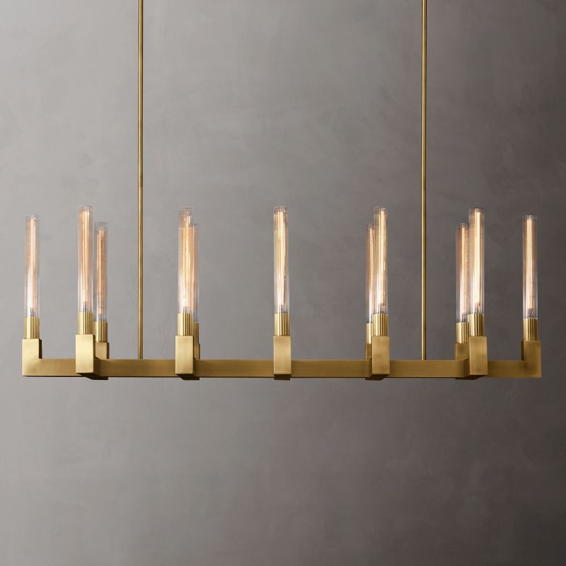Cania Linear Chandelier 55" chandeliers for dining room,chandeliers for stairways,chandeliers for foyer,chandeliers for bedrooms,chandeliers for kitchen,chandeliers for living room Rbrights Lacquered Burnished Brass  