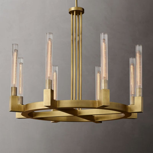 Cania Round Chandelier 36" chandeliers for dining room,chandeliers for stairways,chandeliers for foyer,chandeliers for bedrooms,chandeliers for kitchen,chandeliers for living room Rbrights Lacquered Burnished Brass  