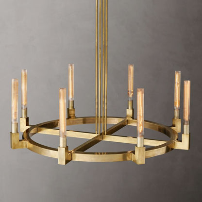 Cania Round Chandelier 48" chandeliers for dining room,chandeliers for stairways,chandeliers for foyer,chandeliers for bedrooms,chandeliers for kitchen,chandeliers for living room Rbrights Lacquered Burnished Brass  