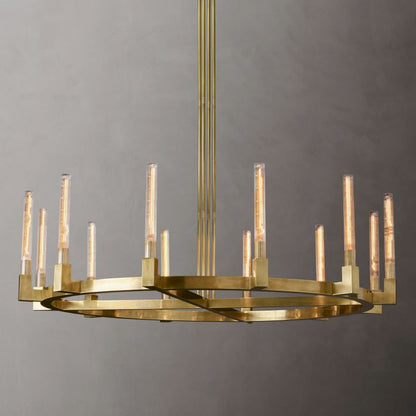 Cania Round Chandelier 60" chandeliers for dining room,chandeliers for stairways,chandeliers for foyer,chandeliers for bedrooms,chandeliers for kitchen,chandeliers for living room Rbrights Lacquered Burnished Brass  