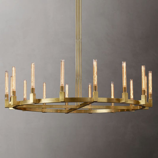 Cania Round Chandelier 72" chandeliers for dining room,chandeliers for stairways,chandeliers for foyer,chandeliers for bedrooms,chandeliers for kitchen,chandeliers for living room Rbrights Lacquered Burnished Brass  