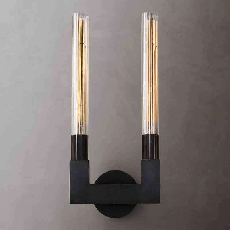 Cannele Glass Double Wall Sconce-Meet Lighting