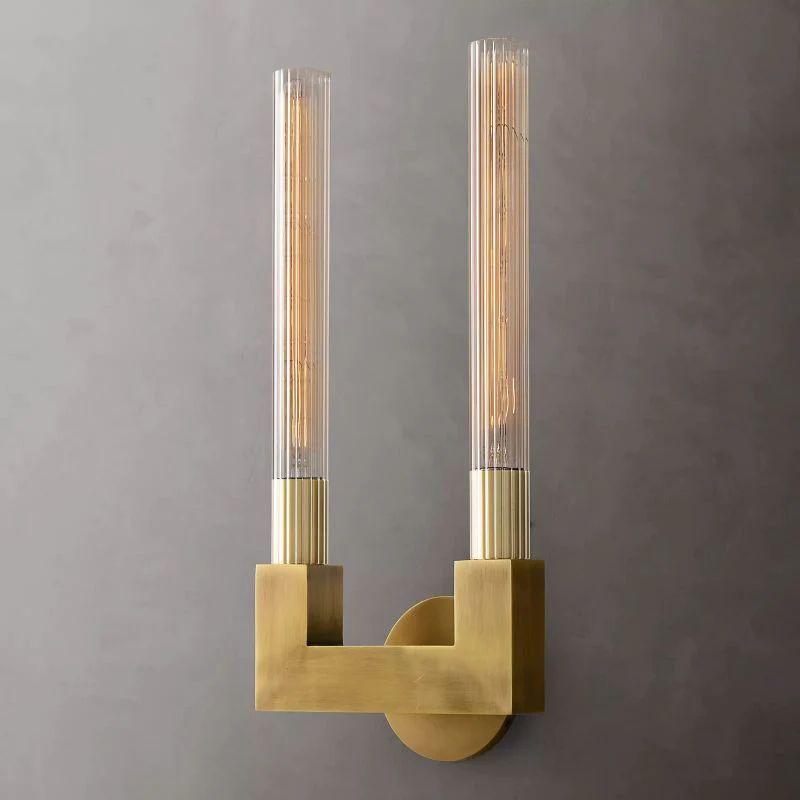 Cannele Glass Double Wall Sconce-Meet Lighting