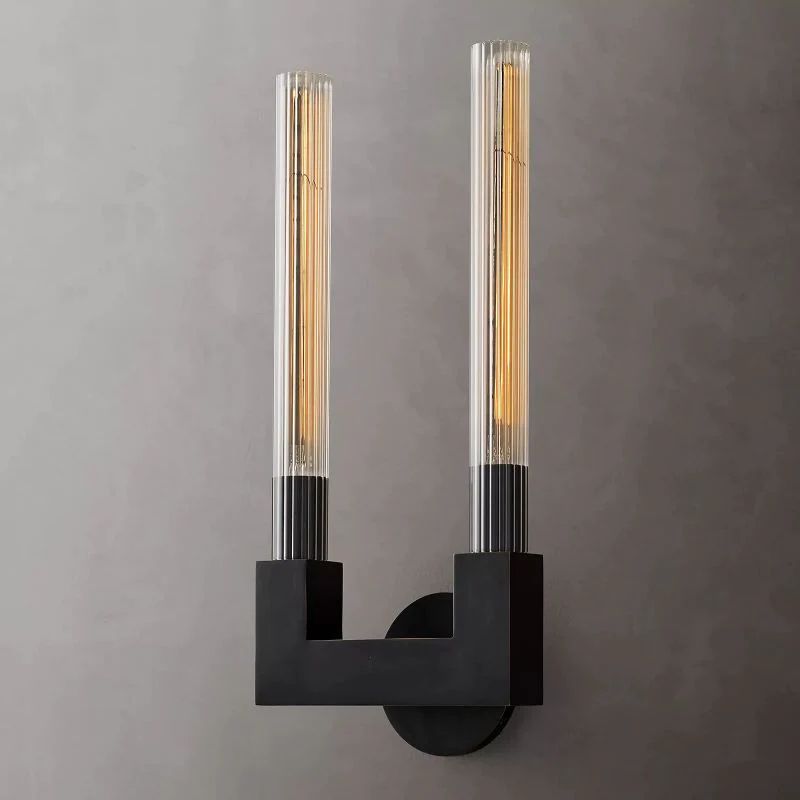 Cannele Glass Double Wall Sconce-Meet Lighting