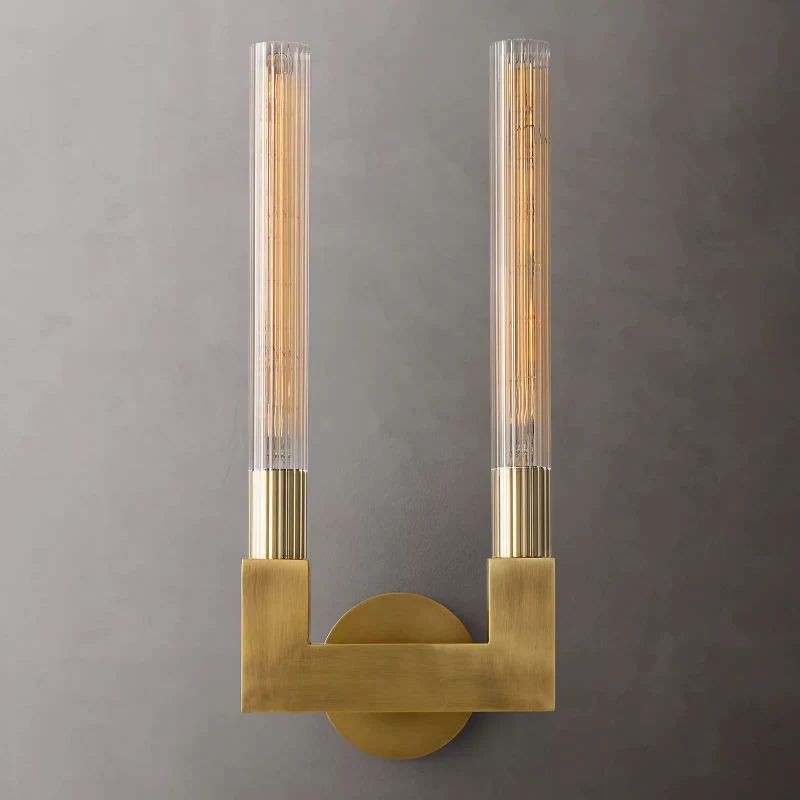 Cannele Glass Double Wall Sconce-Meet Lighting