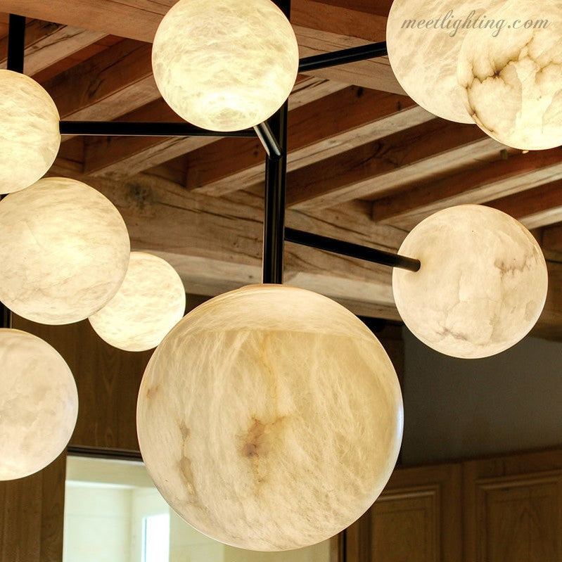 Carol Sphere Delight - Modern Artistic Alabaster Chandelier Light-Meet Lighting