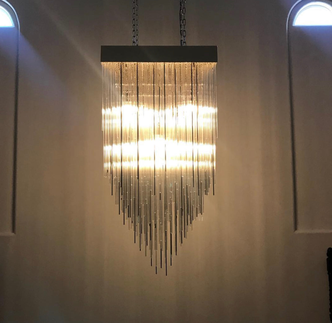 Cascade Glass Rectangular Chandelier 54"-Meet Lighting