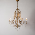 Caspian Vintage Candle Art Brass Chandelier For Living Room-MEET LIGHTING
