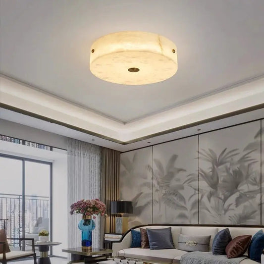 Round Flush Mount Alabaster Ceiling Light    Ceiling Lamp [product_tags] Fabtiko