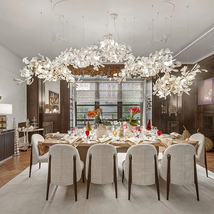 Ceramic Gingko Luxury Chandelier Style H-Meet Lighting