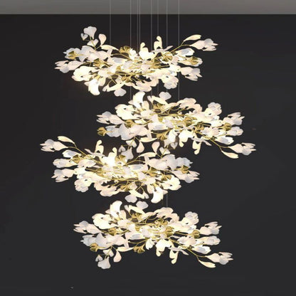 Ceramic Ginkgo Cascading C (Alternating) Branch Chandelier-Meet Lighting