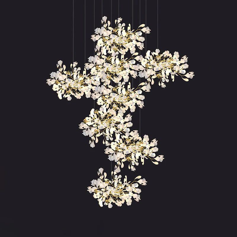 Ceramic Ginkgo Cascading Chandelier-MEET LIGHTING