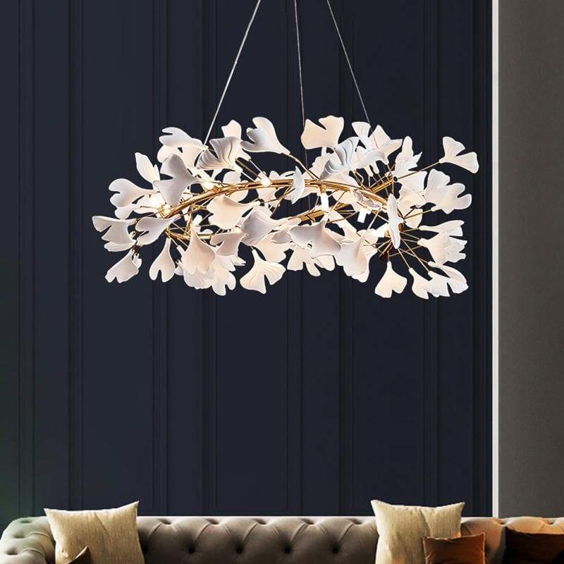 Ceramic Ginkgo Curved Chandelier-MEET LIGHTING