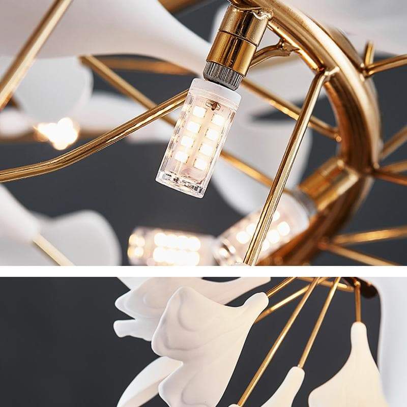 Ceramic Ginkgo Curved Chandelier-Meet Lighting