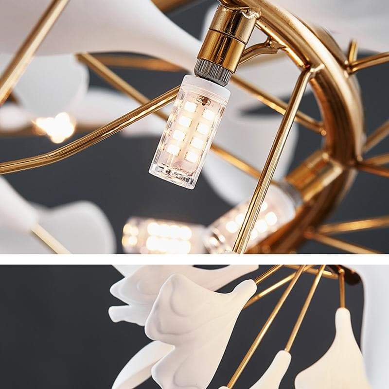 Ceramic Ginkgo Curved Chandelier-MEET LIGHTING
