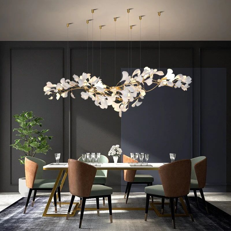 Ceramic Ginkgo D Branch Chandelier-MEET LIGHTING