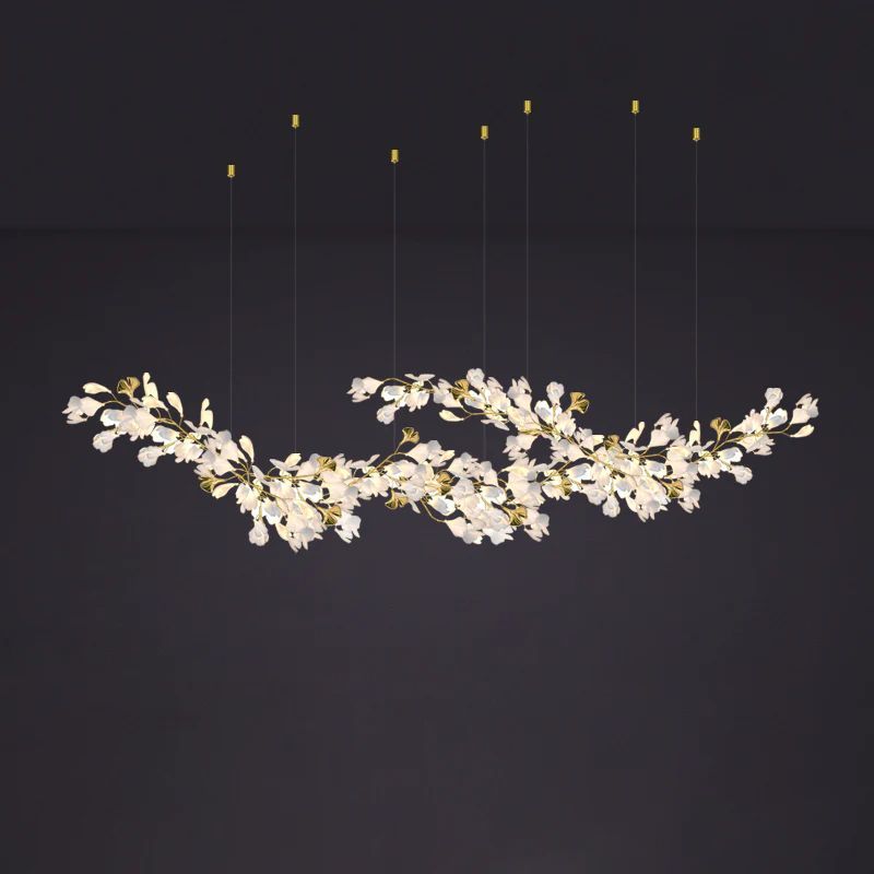Ceramic Ginkgo E Branch Chandelier-MEET LIGHTING
